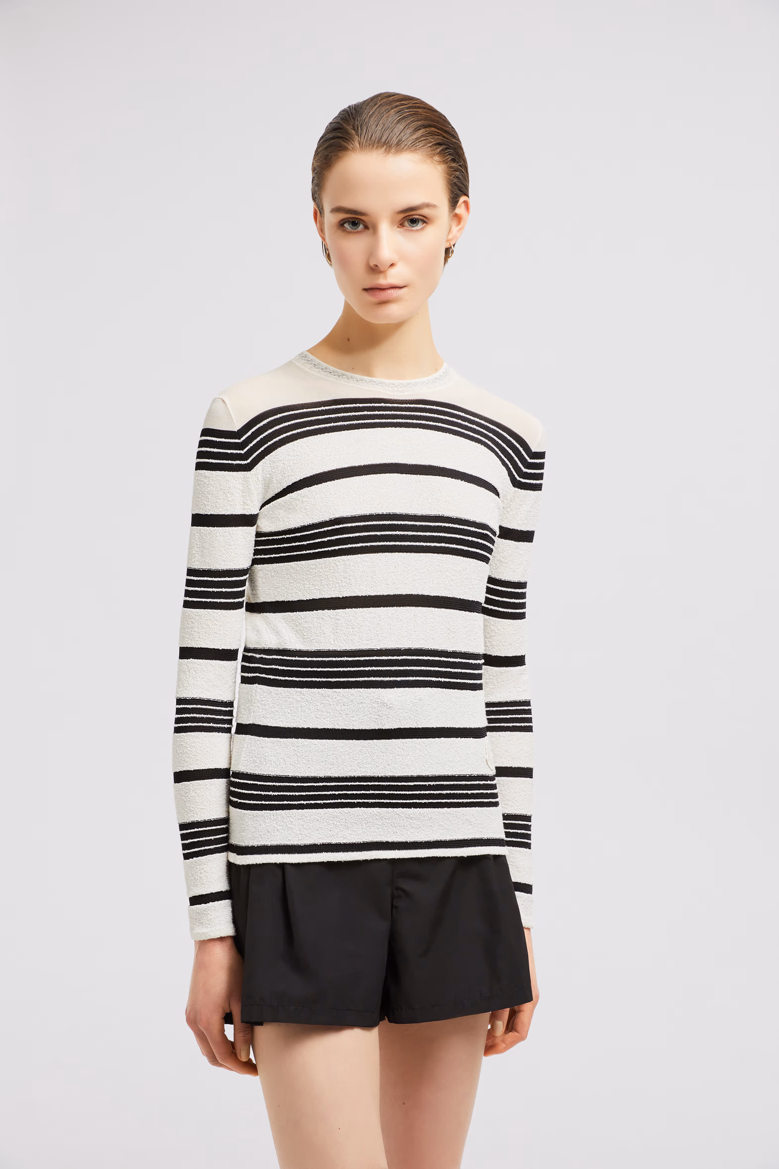 Striped Bouclé Sweater Women Black & White Moncler 3